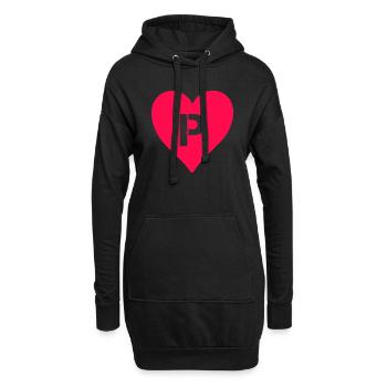 herz buchstabe P - Hoodie-Kleid - Schwarz - Vorne