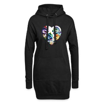 Dinosaurier Bunt - Hoodie-Kleid - Schwarz - Vorne