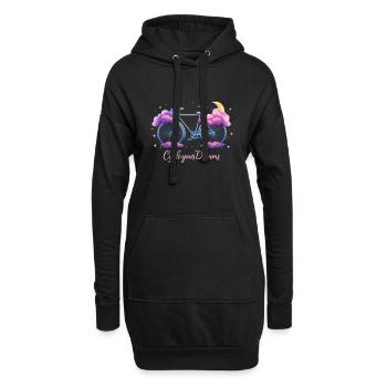 "Cycle Your Dreams" Cloud Fahrraddesign mit Mond - Hoodie-Kleid - Schwarz - Vorne