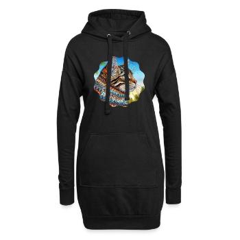 KI-Design Katzenbild mit kunstvollem Mandala Motiv - Hoodie-Kleid - Schwarz - Vorne