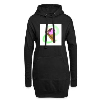 Schokoladen- und Erdbeertüteneis - Hoodie-Kleid - Schwarz - Vorne