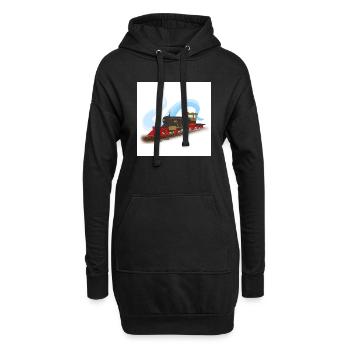 Locomotive à vapeur - Sweat-shirt à capuche long Femme - noir - Devant