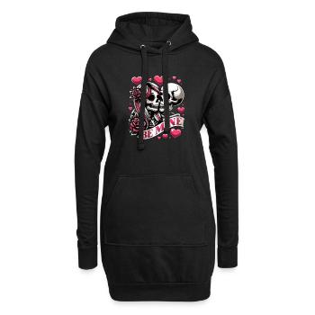 Soyez mon amour ! Couple de crânes mignon pour la Saint-Valentin - Sweat-shirt à capuche long Femme - noir - Devant