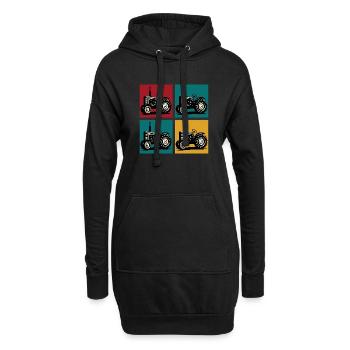 Retro-Oldtimer-Traktor - Hoodie-Kleid - Schwarz - Vorne