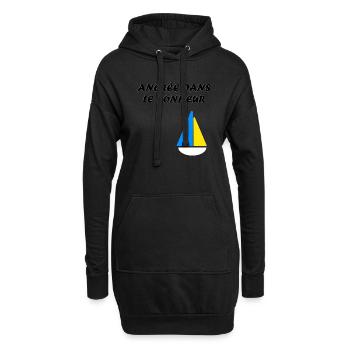 Ancrée dans le bonheur - Sweat-shirt à capuche long Femme - noir - Devant
