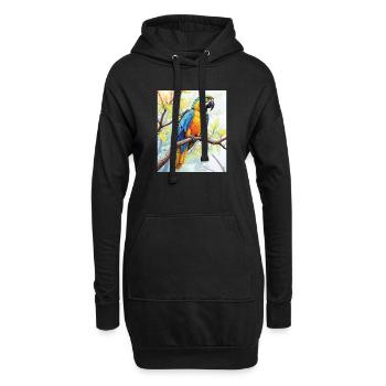 Perroquet dans la nature - Sweat-shirt à capuche long Femme - noir - Devant