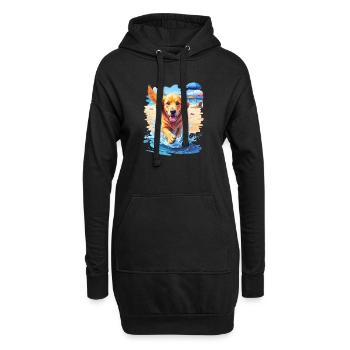 Chien sur la plage - Sweat-shirt à capuche long Femme - noir - Devant
