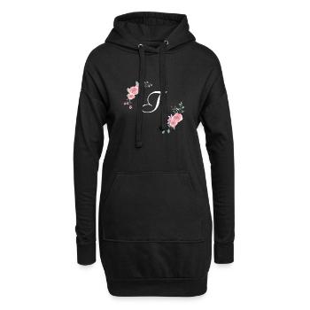 Rosa Blumenbuchstabe t - Hoodie-Kleid - Schwarz - Vorne