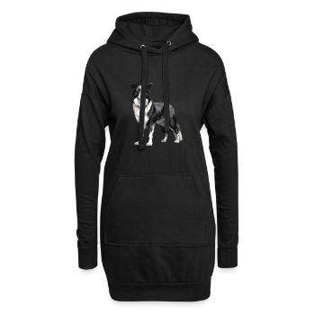 Border Collie Hund - Hoodie-Kleid - Schwarz - Vorne