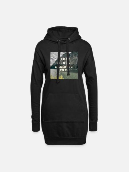 Berge lieben - Freiheit leben - Hoodie-Kleid - Schwarz