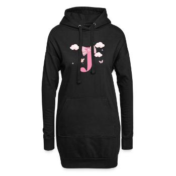 Buchstabe j Rosa Wolken - Hoodie-Kleid - Schwarz - Vorne