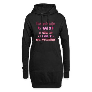Pas parfaite mais skieuse,ski,montagne - Sweat-shirt à capuche long Femme - noir - Devant