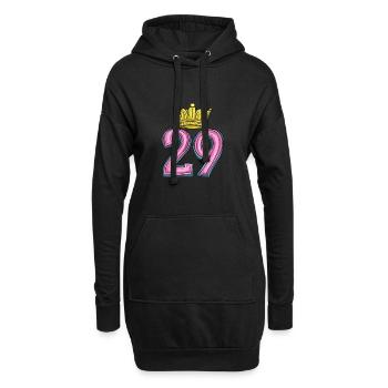 29 Zahl Krone - Hoodie-Kleid - Schwarz - Vorne