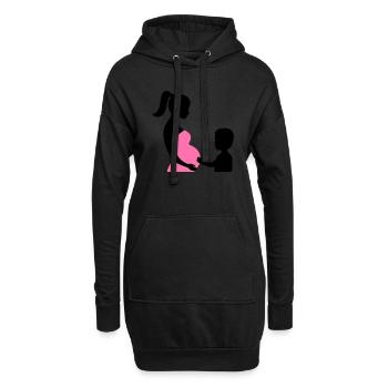 Schwanger mit Sohn - Hoodie-Kleid - Schwarz - Vorne