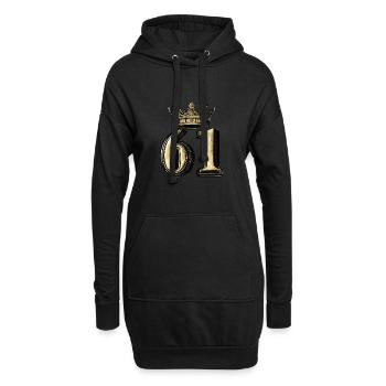 61 Zahl Krone - Hoodie-Kleid - Schwarz - Vorne