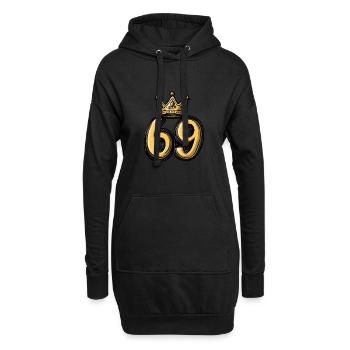 69 Zahl Krone - Hoodie-Kleid - Schwarz - Vorne