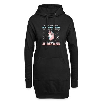 Enfant Future Grande Soeur Drôle Annonce Licorne - Sweat-shirt à capuche long Femme - noir - Devant