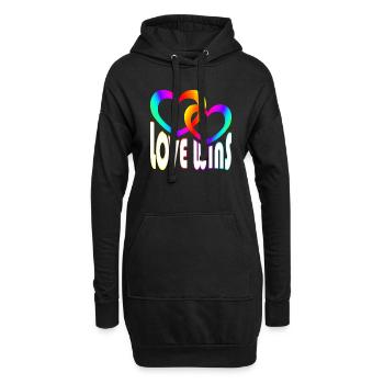 Regenbogen bunte Herzen - Liebe gewinnt - Hoodie-Kleid - Schwarz - Vorne