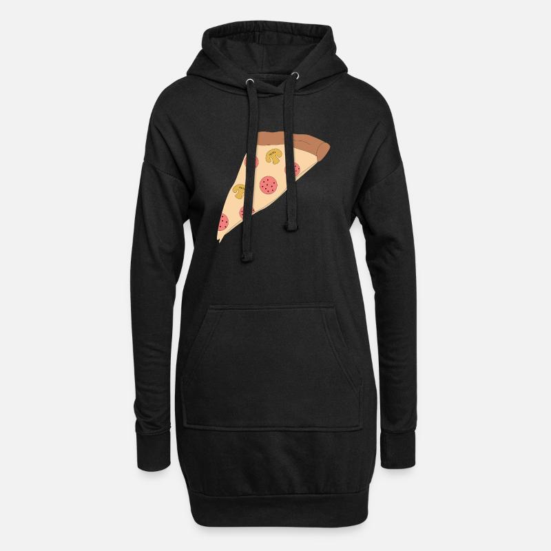 Pizza - Hoodie-Kleid - Schwarz