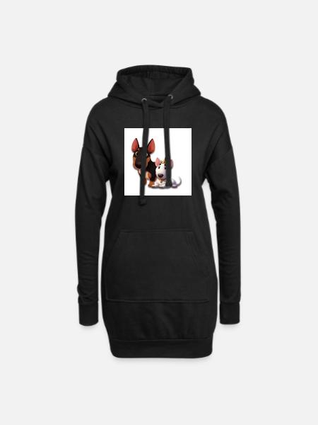 Cartoon miniatur bullterrier - Hoodie-Kleid - Schwarz
