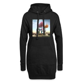 kleines verwunschenes Baumhaus Einsamkeit surreal - Hoodie-Kleid - Schwarz - Vorne