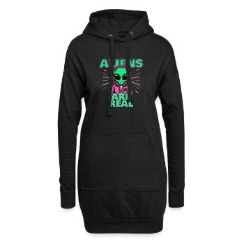 Aliens are Real - Hoodie-Kleid - Schwarz - Vorne