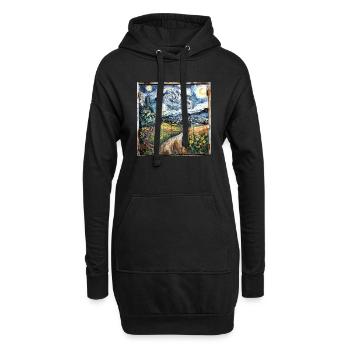 Graffiti Paysage Champs Rouille Métal Urbain - Sweat-shirt à capuche long Femme - noir - Devant
