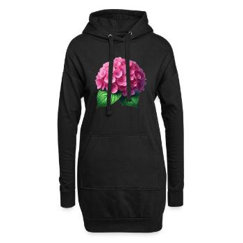Hortensie rosa - Hoodie-Kleid - Schwarz - Vorne
