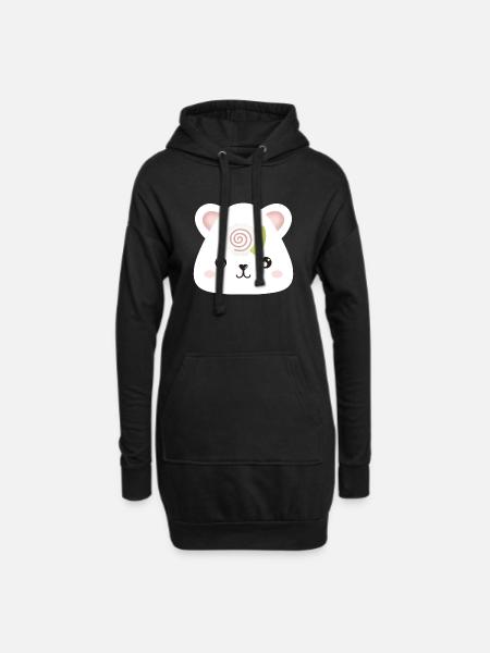 Kawaii Sushi Bear Onigiri - Hoodie Dress - black