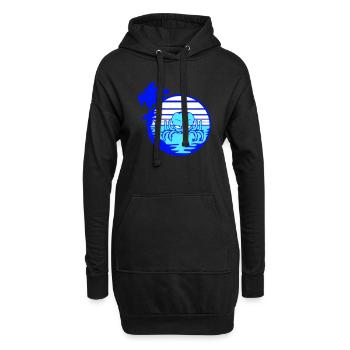 Oktopus Meer Sonnenuntergang Strand Urlaub Linien - Hoodie-Kleid - Schwarz - Vorne