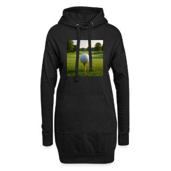 Sport - Golf, Golfball auf dem Abschlag - Hoodie-Kleid - Schwarz - Vorne