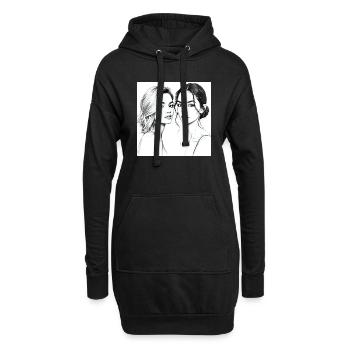 Elegante Frauenportraits in Schwarz-Weiß - Hoodie-Kleid - Schwarz - Vorne
