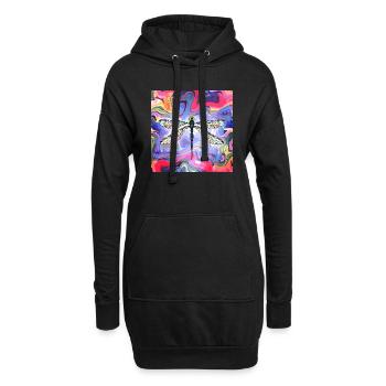 Libellule - Sweat-shirt à capuche long Femme - noir - Devant