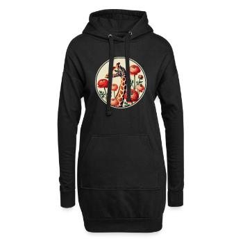 Girafe vintage avec renoncule – Floral élégant A - Sweat-shirt à capuche long Femme - noir - Devant