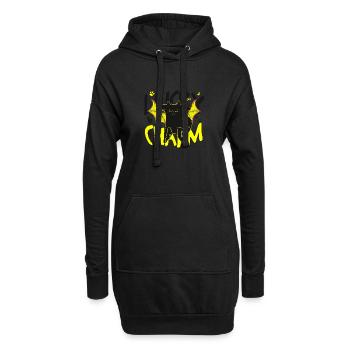 Porte-bonheur chat noir chauve-souris ailes Halloween - Sweat-shirt à capuche long Femme - noir - Devant