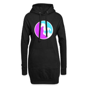 Einhorn Klippe Mond Berg Rund Nacht Silhouette Süß - Hoodie-Kleid - Schwarz - Vorne