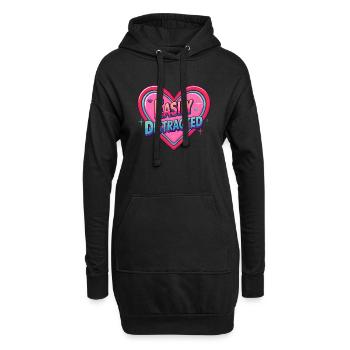 Easily Distracted – Retro Herz Design - Hoodie-Kleid - Schwarz - Vorne