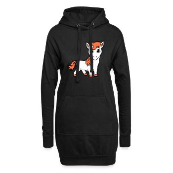 Pferd Süß Pony Fohlen Pferdemädchen Niedlich Comic - Hoodie-Kleid - Schwarz - Vorne