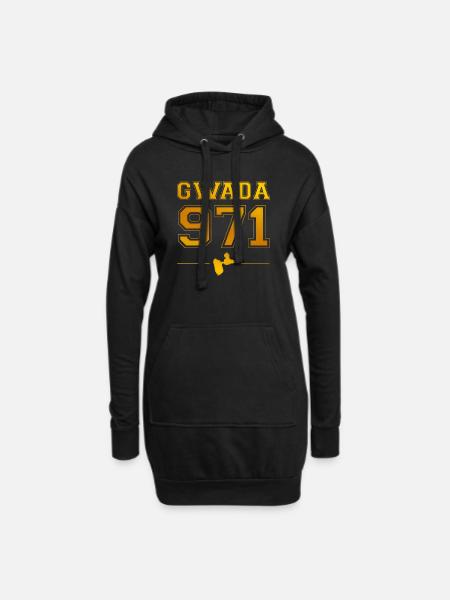 gwada_school_or - Sweat-shirt à capuche long Femme - noir