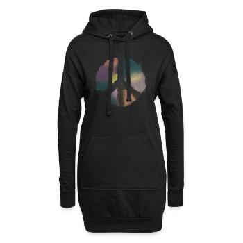 Water Color Peace Aquarell - Hoodie-Kleid - Schwarz - Vorne
