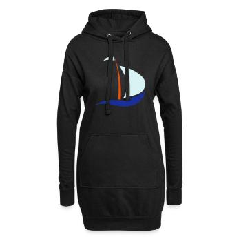 bateau à voile - Sweat-shirt à capuche long Femme - noir - Devant