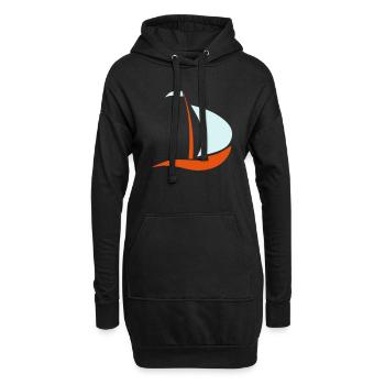 bateau à voile - Sweat-shirt à capuche long Femme - noir - Devant