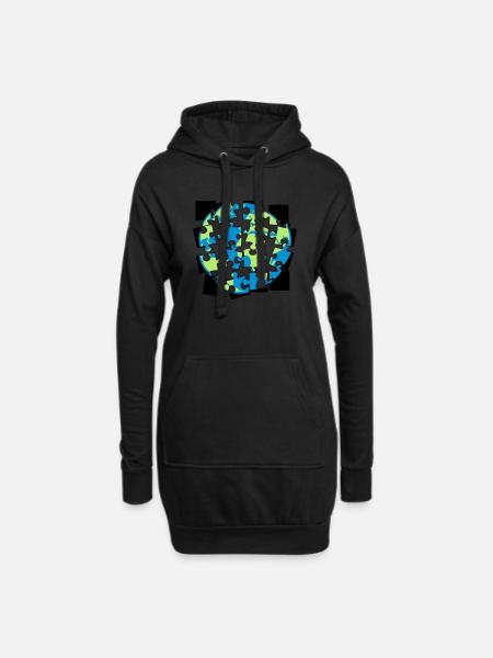 Earth puzzle parts puzzle piece puzzle build spi - Hoodie Dress - black