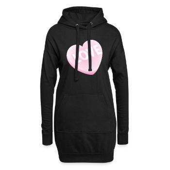 Smiley 'Love' Heart - Hoodie-Kleid - Schwarz - Vorne