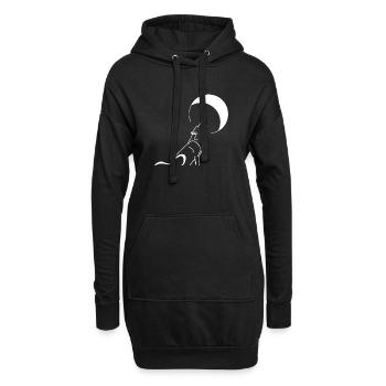 Heulender Wolf, Mond - Hoodie-Kleid - Schwarz - Vorne