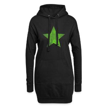 Étoile verte 5 cinq - Sweat-shirt à capuche long Femme - noir - Devant