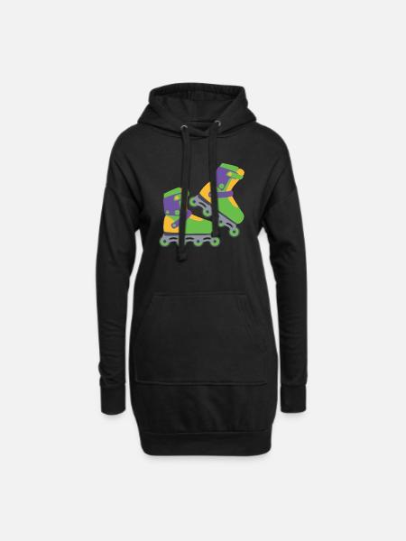 roller skates - Sweat-shirt à capuche long Femme - noir