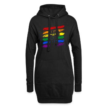 Arc-en-ciel drapeau LGBT Poing - Sweat-shirt à capuche long Femme - noir - Devant