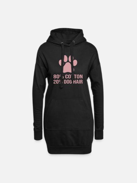 Cotton Dog Hair Funny Dog Saying - Hoodie Dress - black