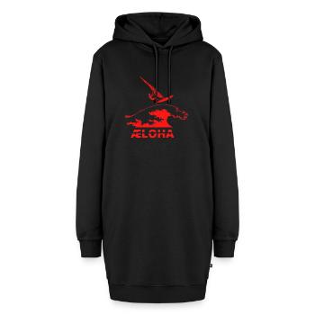 ÆLOHA Windsurfen in Dänemark - Hoodie-Kleid - Schwarz - Vorne - AI Model Female 172 light (172cm)